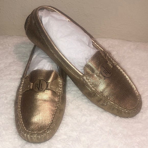 RALPH LAUREN (CARLEY) LEATHER LIZARD PRINT FLAT MOCCASIN DRIVERS 🤩 - Picture 12 of 12